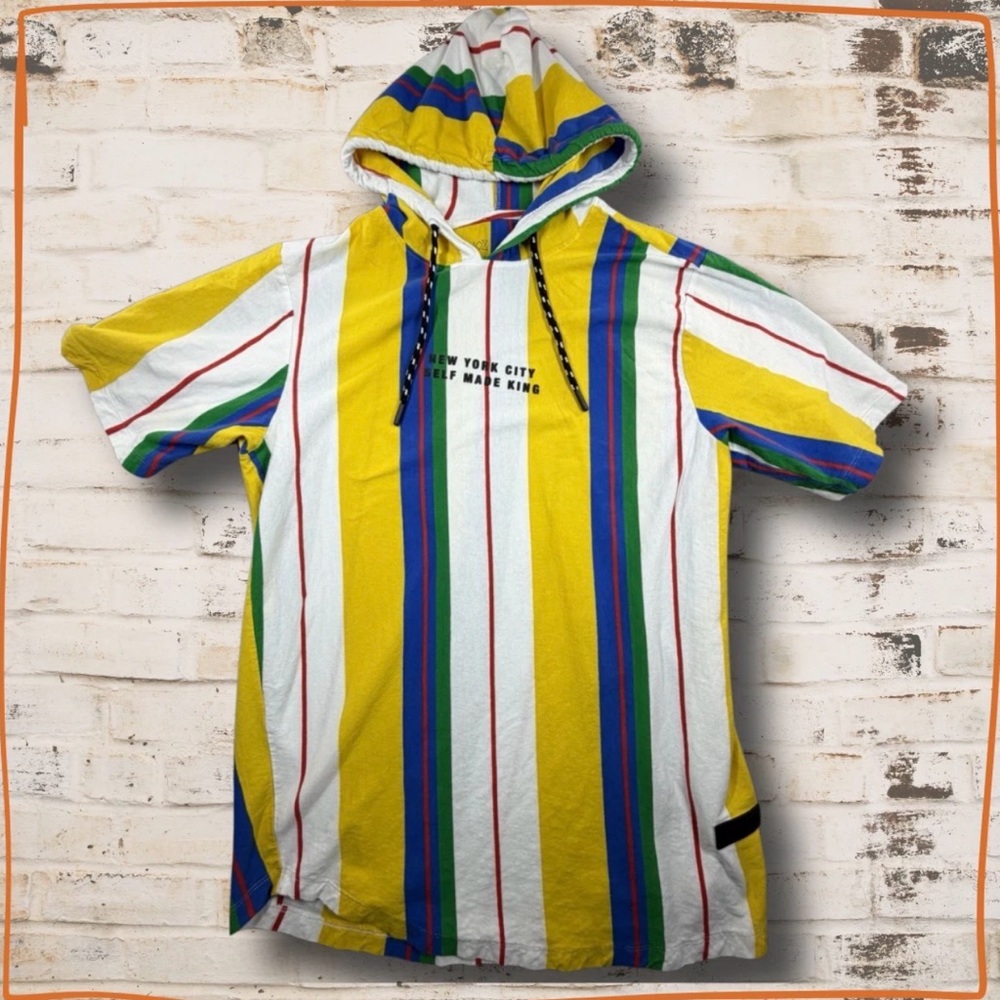 Vox Populi‎ Striped Hooded Shirt Size Large Colorblock